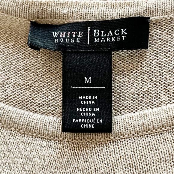 White House Black Market Tan Metallic Handkerchief Hem Sweater Size Medium - Picture 7 of 7